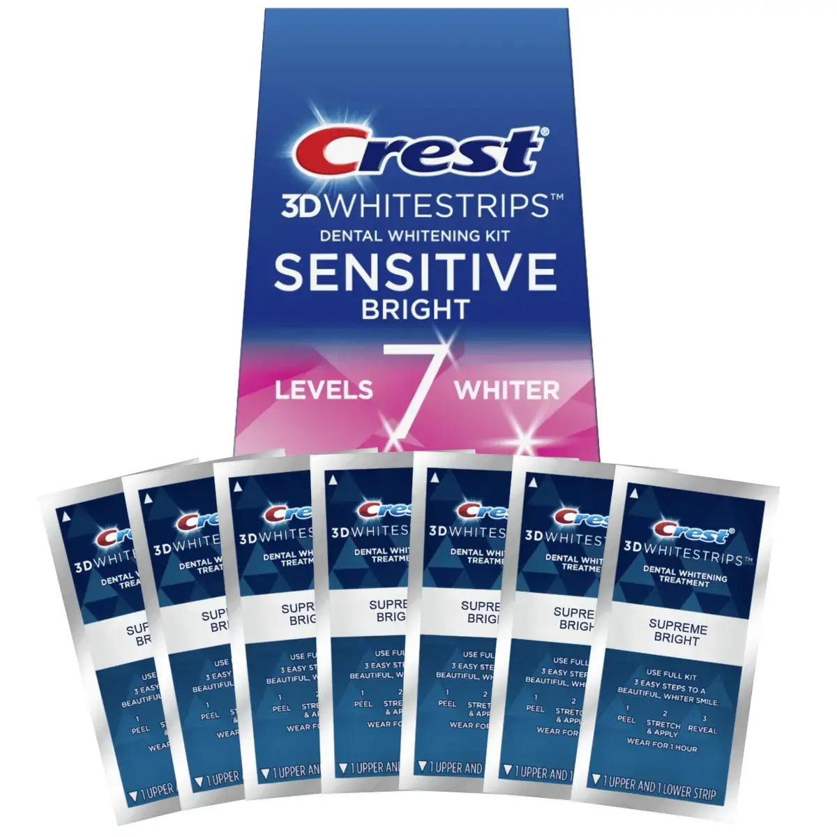 Bleekstrips Crest Sensitive Bright 7 Levels Whiter Whitestrips