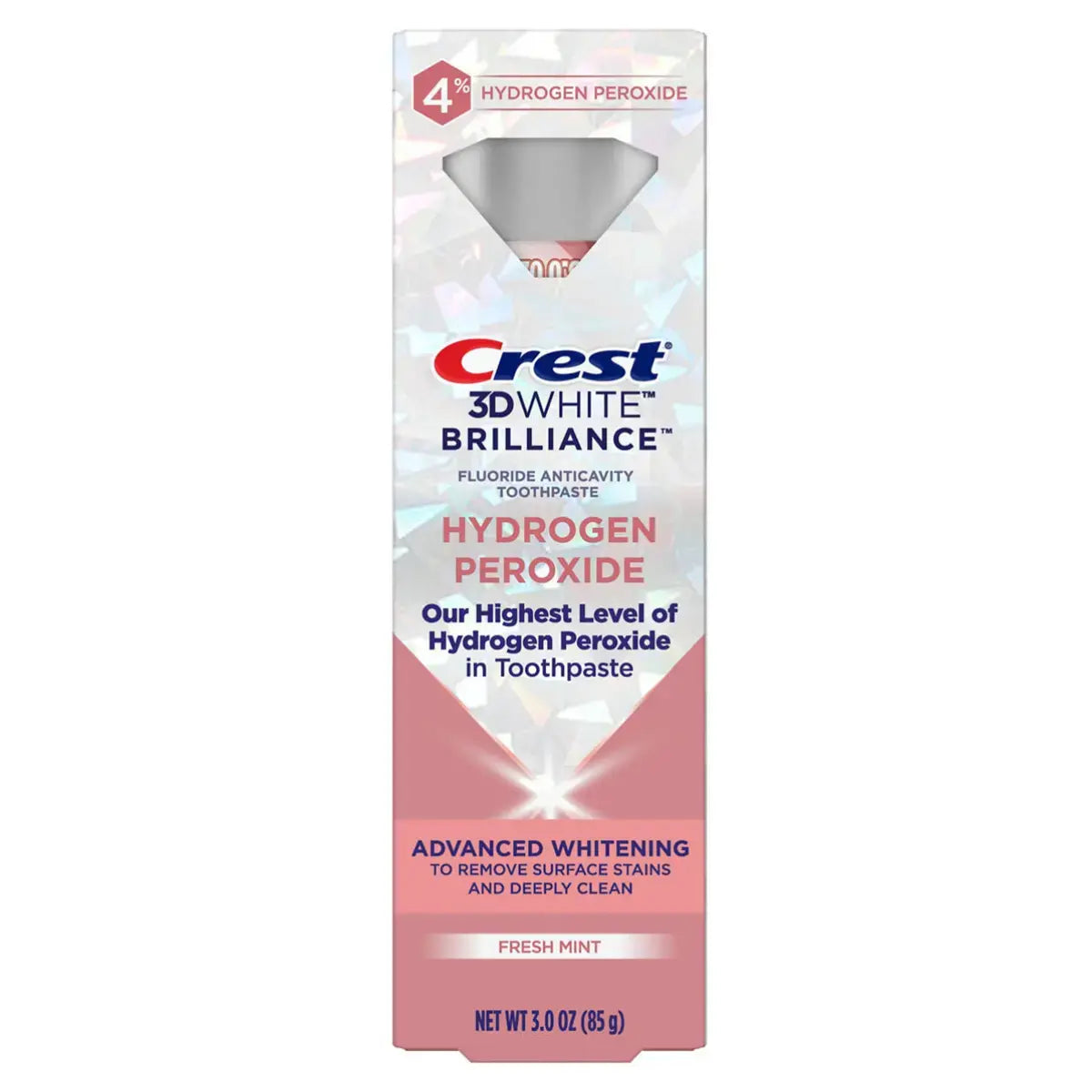 Tandpasten Crest 3D White Brilliance 4% Hydrogen Peroxide Fresh Mint 85g