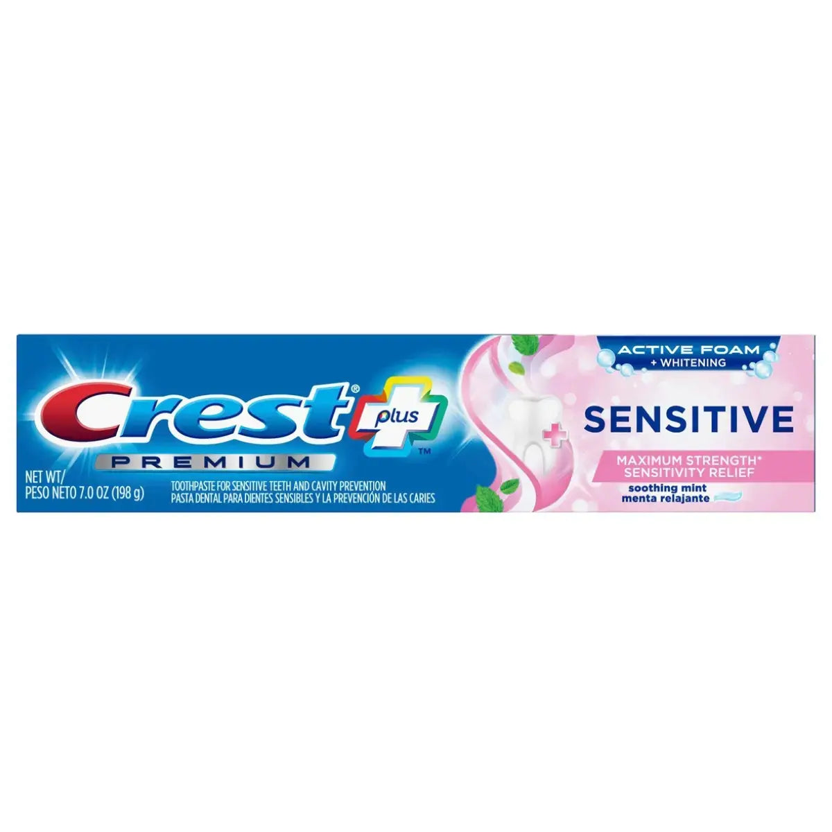 Tandpasta Crest Premium Plus Sensitive Maximum Strenght Sensivity Relief Soothing Mint 198g